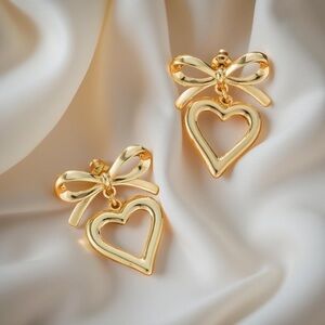 Bow & Heart Minimalist Dangling Earrings